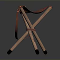 Stylish Copper Frame Stool With Leather Seat Crossed Legs And Strap Detail