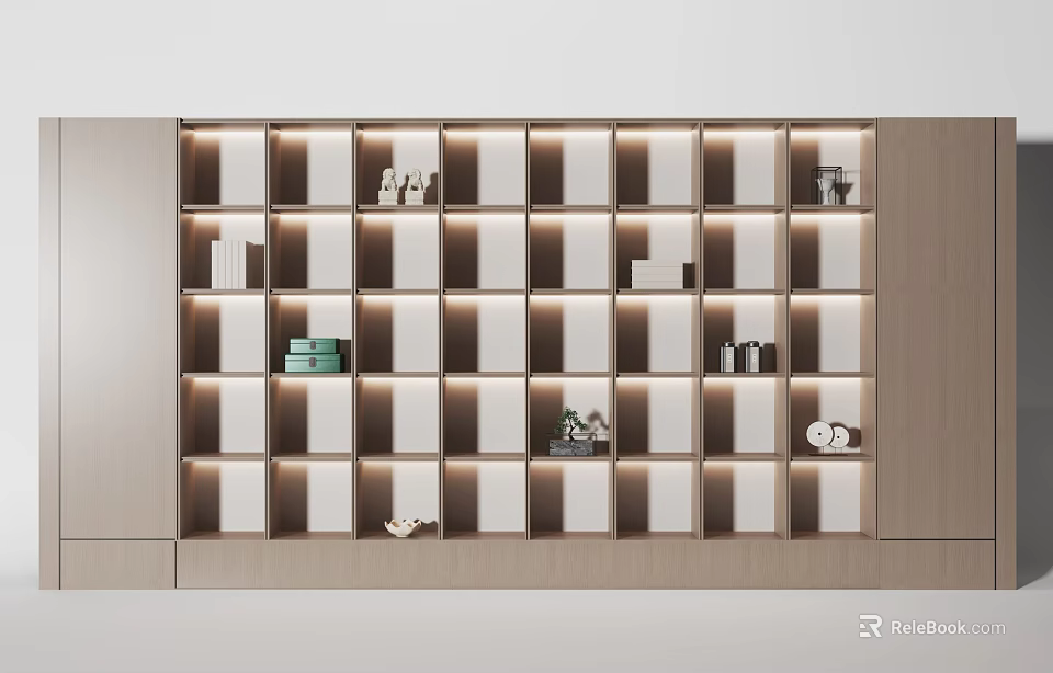 Modern Decorative Cabinet With Geometric Shelves And LED Lighting For Stylish Ornaments 3d model 