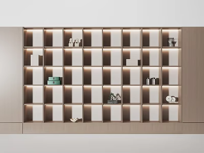 Modern Decorative Cabinet With Geometric Shelves And LED Lighting For Stylish Ornaments 3d model