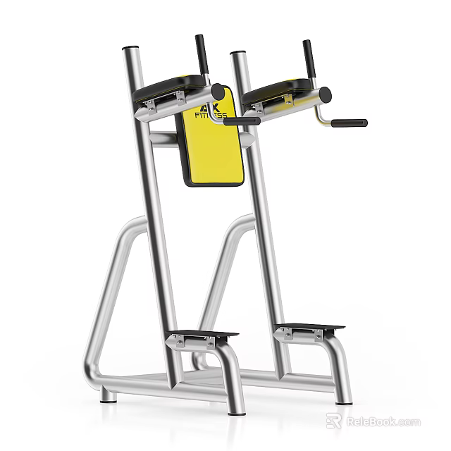 Fitness Equipment With Parallel Bars Yellow Panel And Silver Frame Handles 3d model 