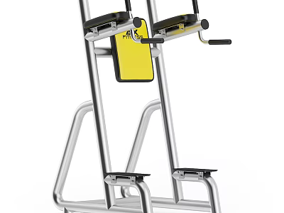 Fitness Equipment With Parallel Bars Yellow Panel And Silver Frame Handles 3d model
