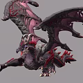 Mythical Flying Dragon With Large Wings Red Black Scales And Detailed 3D Design