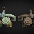 Vintage Industrial Mechanical Equipment With Pipes Valves And Motor Components