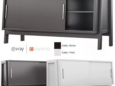 Modern Chest of Drawers With Mocha And White Color Options Cabinet Doors And Shelves 3d model