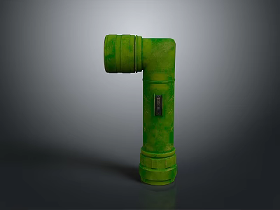 Green Handheld Flashlight With Ring Structure Cylindrical Design And Functional Button For Daily Use 3d model