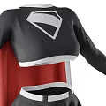 Superhero Themed Outfit With Black Crop Top Skirt And Red Cape