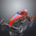 Classic Vintage Racing Toy Car With Red Green Body And Spoked Wheels