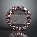 Modern Geometric Faceted Circular Mirror With Metallic Finish For Home Decor