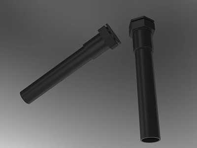 Black Cylindrical Pipe Fittings With Hexagonal Tops For Industrial Applications 3d model