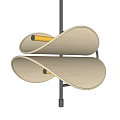 Modern Artistic Pendant Light With Leaf Shaped Cream Yellow Lampshade And Metal Frame