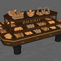 Wooden Multi Tier Bakery Display Shelf With Fresh Bread And Storage Baskets