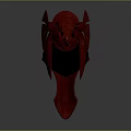 Red Battle Armor Helmet With Black Accents And Tactical Design Elements
