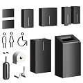 Black Modern Bathroom Accessories With Trash Bins Toilet Paper Holder And Signs