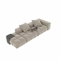 Modern Stylish Two Seater Sofa With Tufted Padded Design Decorative Pillows And Side Table