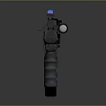Modern Tactical Weapon Design With Scope Magazine And Black Blue Details