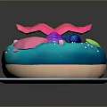 Mermaid Character Themed Decorative Donut With Pink Tail Shells And Colorful Orbs
