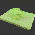 Golden Pastry Pieces Stacked On Wooden Cutting Board For Serving
