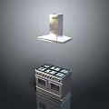 Modern Stainless Steel Range Hood And Gas Stove With Multiple Burners For Kitchen Appliances