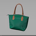 Green Stylish Tote Bag with Orange Handles and Metal Rings for Casual Everyday Fashion Accessory
