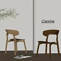Modern Wooden Dining Chairs With Curved Back By Cassina In Minimalist Interior With Green Plant