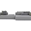 Modern Gray Sectional Sofa With Accent Cushions And Coffee Table 3d model