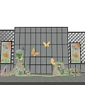 Spring Themed Floral Display With Butterfly Archway Green Plants And Decor