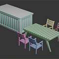 Outdoor Wooden Dining Table with Matching Chairs and Storage Bench Set