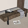 Quiet Ancient Bench Bed End Stool 3d model