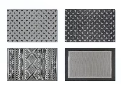 Square Rugs with Modern Geometric Patterns Black White Home Decor 3d model