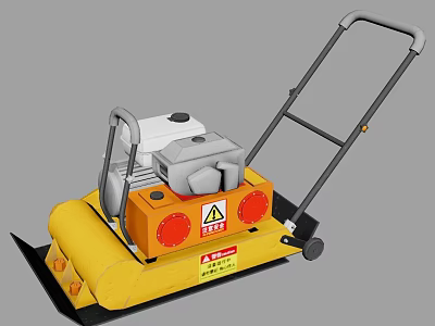 Yellow Industrial Plate Compactor With Engine And Handle For Construction Compaction 3d model