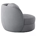 Modern Gray Armchair Featuring Round Design Soft Curved Backrest And Comfortable Seat