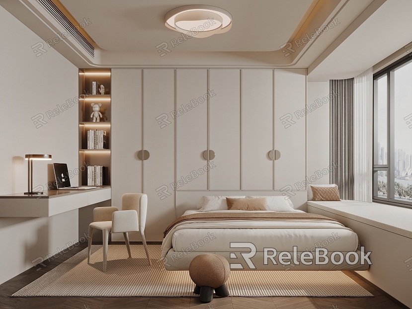 Tatami Bedroom Bedroom Cream Style Bedroom Tatami Study Bedroom Integrated model