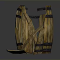 Vintage Broken Wooden Barrel as Daily Household Storage Item with Iron Hoops