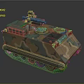 Armored Tracked Military Vehicle with Camouflage Paint and Weapon Turret System