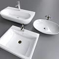 Modern White Ceramic Washbasins With Different Shapes And Faucets For Bathroom Design