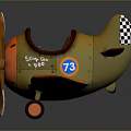 Colorful Kids Toy Airplane With Orange Yellow Body Brown Seat Propeller And Wheels