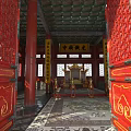 Traditional Chinese Palace Interior Featuring Golden Throne Red Decorations And Carved Pillars