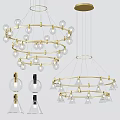 Modern Chandeliers With Gold Circular Frame And Various Bulb Shapes