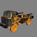 Yellow and Black Work Utility Vehicle Featuring Open Bed Large Wheels and Construction Cab