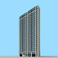 Modern High Rise Residential Building With Multiple Windows And Blue Sky Background 3d model