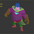 Muscular Purple Bat Themed Character With Mask Cape And Yellow Belt In