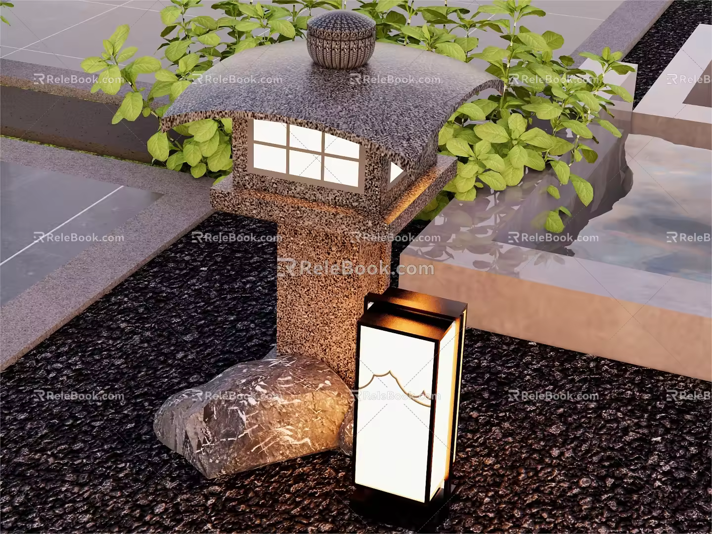 New Chinese Style Stone Lantern Lawn Lamp 3d model