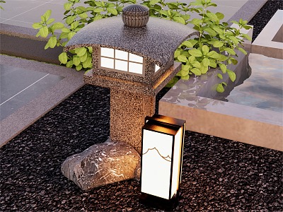 New Chinese Style Stone Lantern Lawn Lamp 3d model