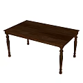 Brown Solid Wood Rectangular Dining Table With Carved Legs Classic Design 3d model