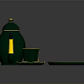 Elegant Green Household Items Including Teapot Teacup Saucer And Tray With Gold Accents