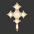 Gold Cross Pendant With Ornate Design Circular Center And Square Elements 3d model