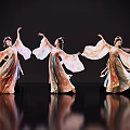 Ancient Game Movie Female Characters In Flowing Traditional Robes Dancing Gracefully
