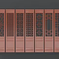 Chinese Style Wooden Partition With Intricate Carved Patterns And Panels