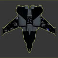 Futuristic 3D Aerospace Spacecraft Model For Cosmic Exploration With Black White Lighted Details