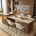 Middle Ancient Style Island Table and Chair Restaurant 3d model